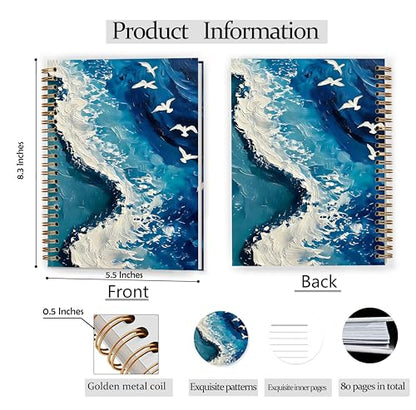 GDJIEGBC Blue Coastal Ocean Notebook 5.5x8.3in - color: Color B