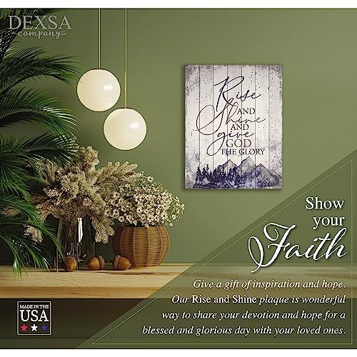 Dexsa Wood Plaque Inspiring Quote 11.75 in x 15 in - Classy Frame Wall Hanging Decoration | Rise and shine and give God the glory | Christian Family Religious Home Decor Saying | Made in the USA