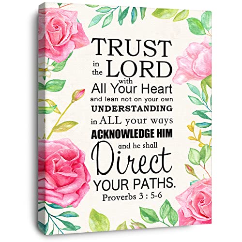 OTINGQD Trust in The Lord Proverbs 3:5-6 Canvas Wall Art,Bible Verse Scripture Canvas Painting Prints for Christian Home Bedroom Office Church Religious Wall Decor - color: Proverbs 3:5-6