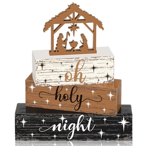 Geelin 4 Pcs Christmas Nativity Scene Table Wooden Decorations - style: Jesus
