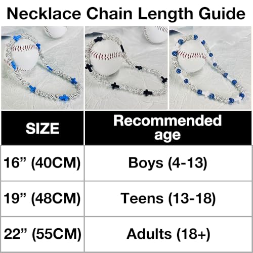 Baseball Bead Cross Necklace for Boys Kids, Elastic Rhinestone Bling Necklace Drip Gifts for Teens Players - color: Pink Cross/Pink/White