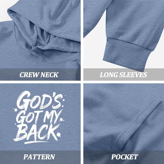Boys Christian Inspirational Faith Graphic Pullover Hoodie - color: Blue-2, size: 7-8 Years