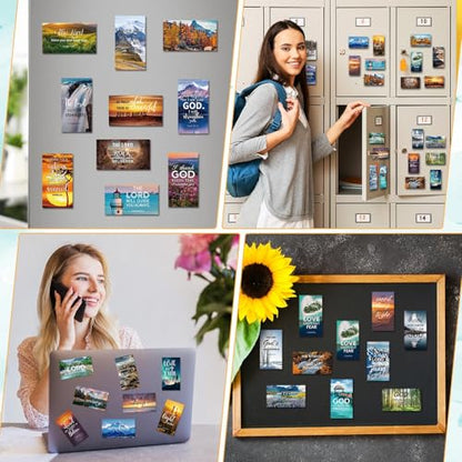 Blosssound 60 Pcs Christian Magnets with Bible Verses, Scenery - style: Scenery Style