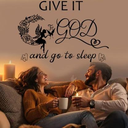 Vinyl Wall Art Decal - Give It to God and Go to Sleep IGN - Bedroom Wall Decor Above Bed Modern Inspirational Religious Quote Sticker for Home Office Bedroom Living Room Classroom Decor.