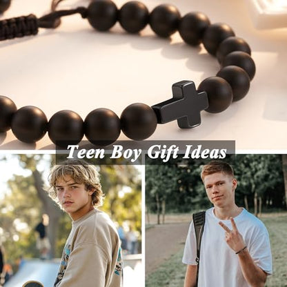 Tarsus Faith Reminder - Cross Bracelet Christian Gifts for Teen Boys Men - style: John 1:9