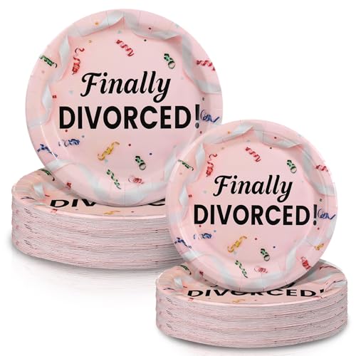 Funnymoom 48 Pcs Finally Divorce Paper Plates Set, 9" 7" Disposable Plates - style: Finally Divorced