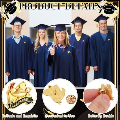 Riceshoot 12 Pcs 2026 Graduation Award Lapel Pins Bulk Academic Honors Enamel Award Lapel Pins Class of 2026 Gifts for Graduation - style: Leadership