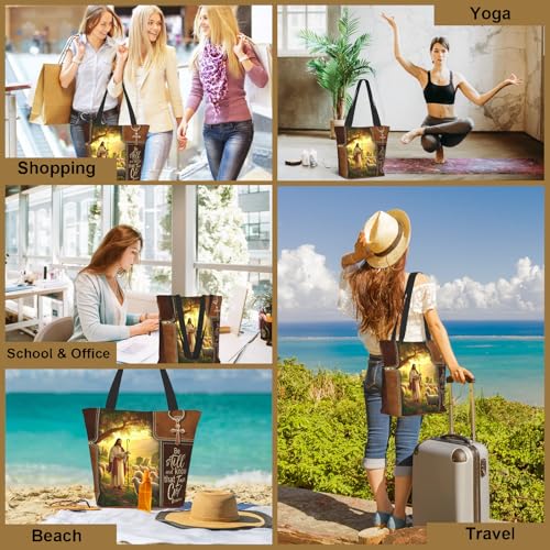Bible Tote Bags For Women Religious Church Bag Christian Tote Bags Inspirational For Women Organizer Christian Gift - color: Bible Jesus and the Lamb