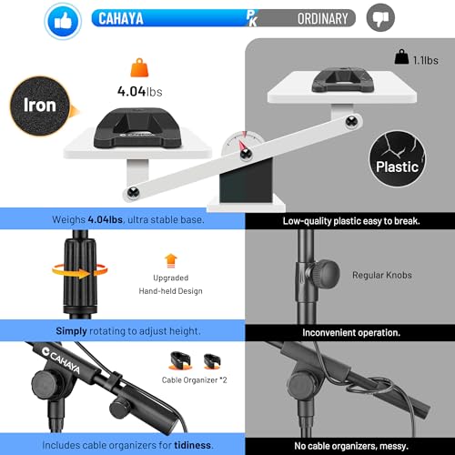CAHAYA Mic Stand Desk Adjustable Metal Boom Arm Desktop Microphone Mount