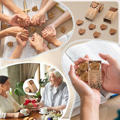 Yalikop 24 Sets Christian Gift Bulk Wooden Scripture Hearts, Brown - color: Brown