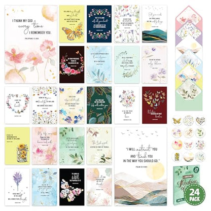 Decorably 24 Pack Gold Foil 4x6in Christian Thinking of You Cards