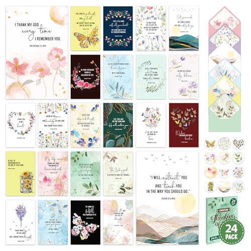 Decorably 24 Pack Gold Foil 4x6in Christian Thinking of You Cards