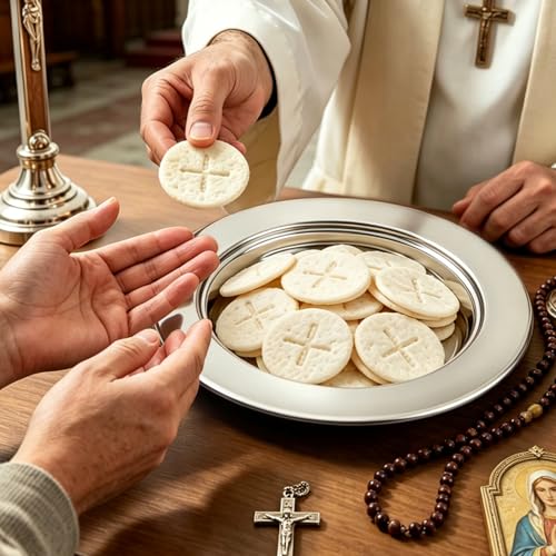 Communion Bread Tray for Churches, Round Stainless Steel Bread Plate for Wafers, Church Supplies Serving Tray for Communion and Altar Service, 1Pcs Silver Base Bread Tray - color: Silver
