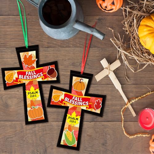 Chiisong 24 Sets Fall Blessings Crafts Fall Harvest Religious Crafts - style: Fall Blessings
