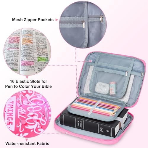 ICOSY Bible Cover, Church Bag for Women and Girls - color: Fuchsia