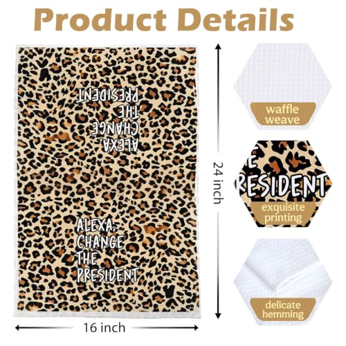 Funny Political Kitchen Towels - Change the President Waffle Weave Dish Towels, Funny Kitchen Bathroom Decor, House Warming Gifts, Changing Towel, 16×24 Inches- Leopard - color: Leopard
