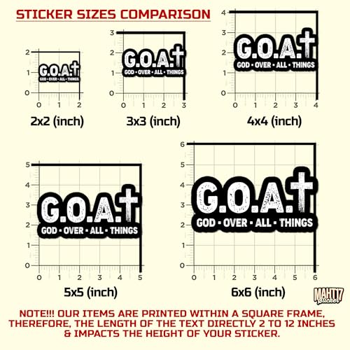 (3Pcs-2") Goat God Over All Things Stickers Inspirational Motivation Christian Faith Religious Bible Verse Waterproof Die-Cut Vinyl Sticker for Kindle, Laptop, Water Bottles Decal Gifts 2 Inches - size: 2x2"
