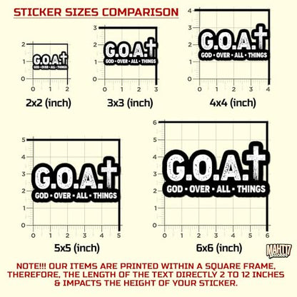 (Multi Sizes) Goat God Over All Things Sticker Inspirational Motivation Christian Faith Religious Bible Verse Waterproof Die-Cut Vinyl Sticker for Kindle, Laptop, Water Bottles, Phone Decal Gifts - size: More Sizes