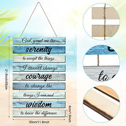 Blulu Serenity Prayer Wood Hanging Wall Sign Religious Home, Prayer