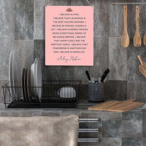 YCYD Inspirational I Believe In Pink Wall Art Wooden Hanging Sign Positive Self Care Sign Home Bedroom Decor Women's Gift 10x8 Inches - color: I Believe In Pink