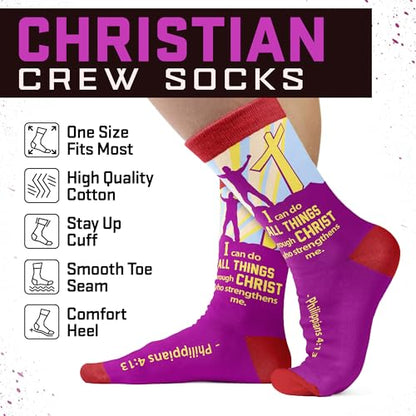 Christian Gifts for Women - Faith-Themed Socks, Perfect Pastor Appreciation Gifts, Unique Catholic gifts for Women, Ideal Religious Stocking Stuffers, Warm, Soft, and Inspirational