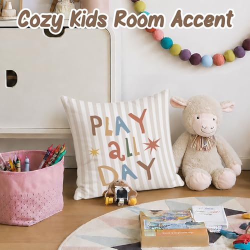 Playroom Pillow Covers 18x18 Decor,Nursery Play All Day Pillow Cover - color: Day