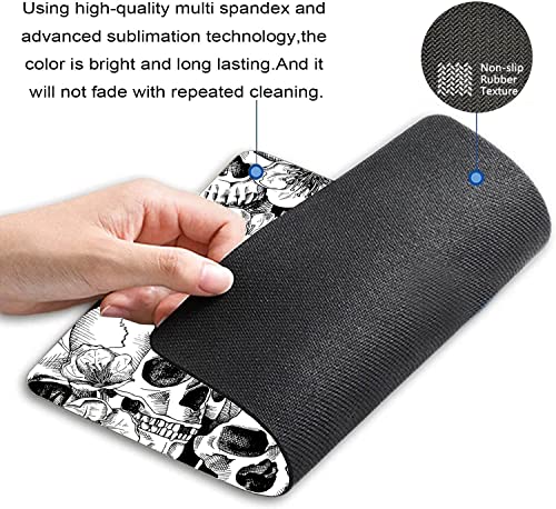 Mouse Pad,Sugar Skull Floral Black White Mouse Pad, Mouse Mat Square Mouse Pad Non-Slip Rubber Base MousePads for Office Laptop, 9.5"x7.9"x0.12" Inch - color: TSP225