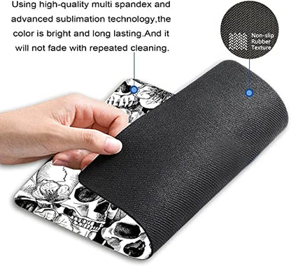 Mouse Pad,Sugar Skull Floral Black White Mouse Pad, Mouse Mat Square Mouse Pad Non-Slip Rubber Base MousePads for Office Laptop, 9.5"x7.9"x0.12" Inch - color: TSP225