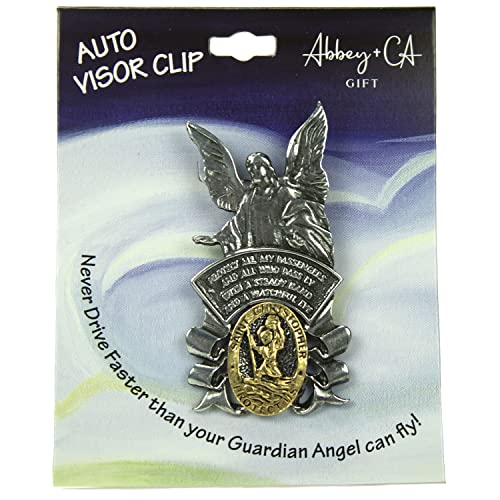 Cathedral Art (Abbey & CA Gift St. Christopher Guardian Angel Sun Visor Clip - Car and Automotive Accessories, Religious Gifts for Christians or Catholics, Charms for Travel Protection Small - color: St. Christopher / Guardian