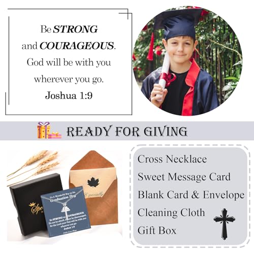 Cross Necklace for Boys Kids Christian Catholic Religious Gifts - color: Graduation -Boys