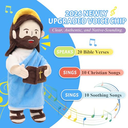 Yelakey Speaking Jesus Plush Doll 13.4",Religious Gift for Kids - color: Blue