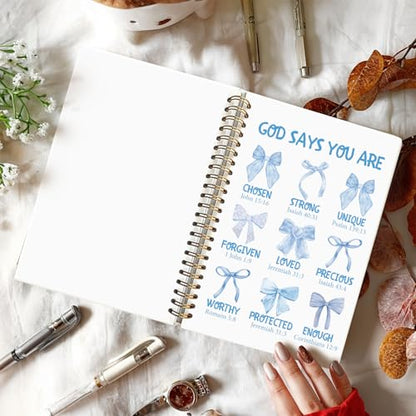 Blue Bow God Says You Are Christian Bible Notebook Journal for Women - color: God Says You Are - Blue