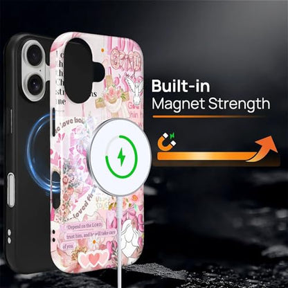 Magnetic Case for iPhone 17, Compatible with Magsafe PC Hard Shell & Silicone Inner Bumper Anti-Scratch Full-Body Cover Shockproof Slim Design Retro Newspaper Collage Religious Jesus - color: Retro Newspaper Collage Religious Jesus, size: iPhone 17