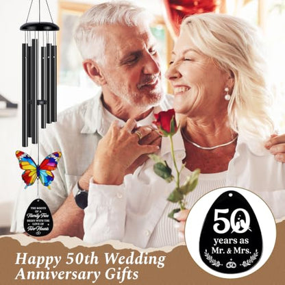 50th Anniversary Wind Chime Gifts, Happy 50th Wedding Jubilee Gifts - color: 50th Anniversary Family Tree Gift