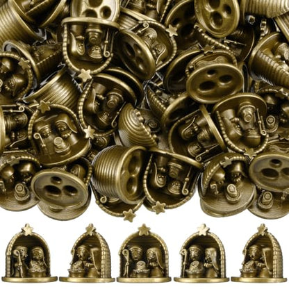 Civaner 50 Pcs Mini Brass Color Nativity Scene Figurines, Tiny Jesus Family - style: Jesus Family