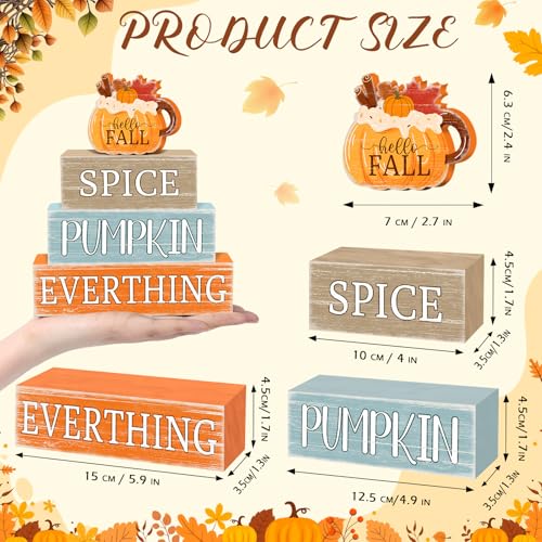 Britimes Fall Pumpkin Tiered Tray Decor Set, 4 Pack, Wooden - style: Pumpkin Spice