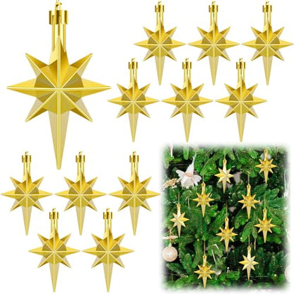 Syhood 12pcs Gold Bethlehem Star Ornaments Christmas Tree - color: Gold