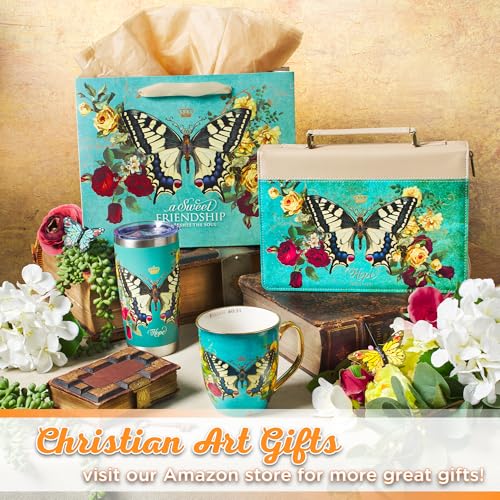 Christian Art Gifts Large Gift Bag with Card & Tissue Paper, Proverbs 27:9 - color: Friendship/Teal, style: Large Landscape