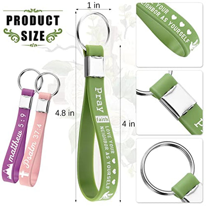 Sureio 24/48/100pcs God Father Christian Gifts Keychains Bulk with Bible Scripture Inspirational Keychains Church Vbs Gift - color: Bright Colors