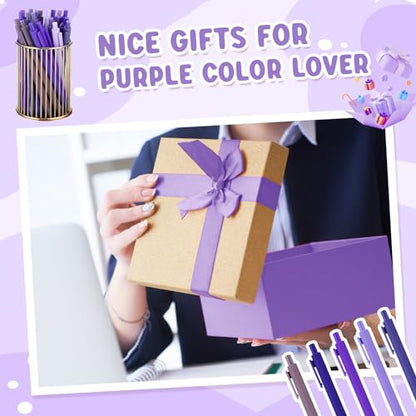 100 Pcs Ballpoint Gel Pens Bulk Retractable, Purple Series - style: Purple Series