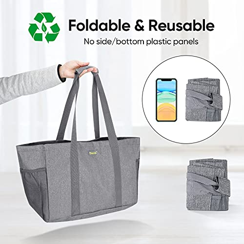 BALEINE Soft 9 Gallon Extra Large Utility Tote, Foldable Reusable Storage Bag (Winter Gray) - color: Winter Gray, size: 1-Pack