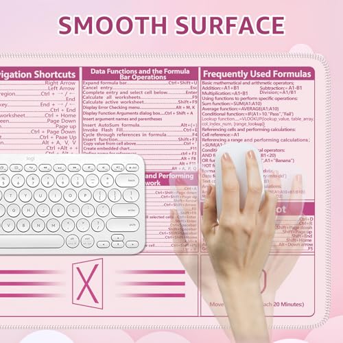 iCasso Excel Cheat Sheet Desk Pad, Pink Excel Shortcuts - color: Pink Excel Shortcuts