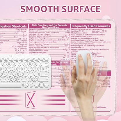 iCasso Excel Cheat Sheet Desk Pad, Pink Excel Shortcuts - color: Pink Excel Shortcuts