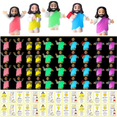 CroBlissful 100 Sets Mini Jesus Figurines Glow in Dark, Multiple Styles - style: Multiple Styles