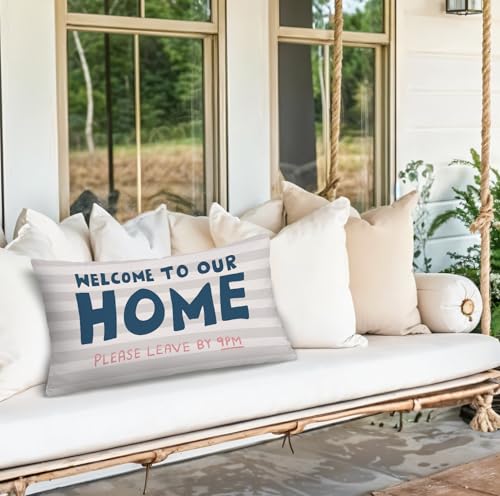 Farmhouse Throw Pillow Cover 12x20,Outdoor Porch Pillows - color: White-home