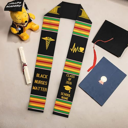MDPrints Global Kente Graduation Sash 2026, Black Girl Magic Graduation Sash 2026, Class of 2026 Graduation Gift - color: Kente Dk03