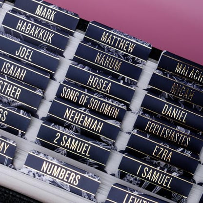 UPAFEXXI-Bible Tabs for Women and Men, 3D Gold Foil Embossed Lettering - color: Navy Blue