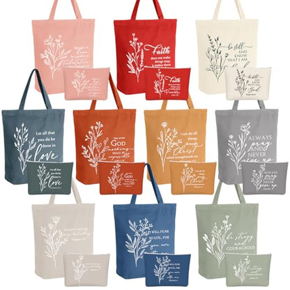 Paterr 20 Pcs Christian Tote Makeup Bag - color: Vivid Color, style: Boho Bible Quotes