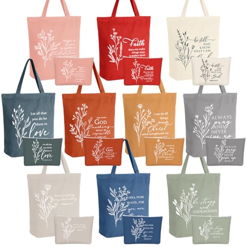 Paterr 20 Pcs Christian Tote Makeup Bag - color: Vivid Color, style: Boho Bible Quotes