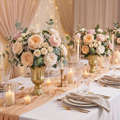 Sziqiqi Gold Metal Vase for Centerpiece, Table Flower Arrangements, 10Pcs - color: Gold, size: 9in-10pcs
